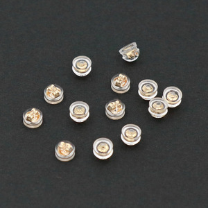 Transparent 925 Sterling <b>Silver</b> Silicone Earplugs 18K Gold Hamburger Back Inserts Anti Slip For <b>Clip</b> On Earrings DIY Accessories - Product Image 3