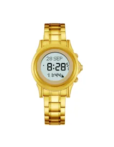 Thép không Gỉ Hồi Giáo Thời Gian Cầu Nguyện azan Cổ Tay Watch với Qibla Lịch Gregorian đồng hồ báo thức Xem