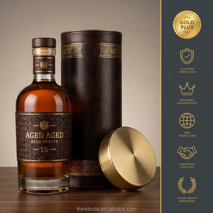 <span class=keywords><strong>Coffret</strong></span> en cuir marron bordeaux foncé pour bouteille, scellé en bois, vide, pour Tequila, Vodka, <span class=keywords><strong>Rhum</strong></span>, Gin, Vin, avec étui, housse, sangle et lien de fermeture - Product Image 1