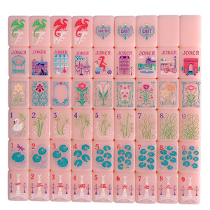 Juego de Fichas de Mahjong de Acrílico Rosa Jade, Lujoso y Elegante, 160 Piezas, Portátil, Estilo Americano, Tema Torre Eiffel, Bicicleta y <span class=keywords><strong>Metro</strong></span> - Product Image 1