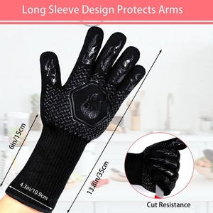 Gants de sécurité résistants à la chaleur jusqu'à 800 degrés, mitaines de four pour barbecue, gants de cuisine en silicone antidérapants et ignifuges pour la cuisson au micro-ondes - Product Image 2