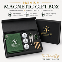 Coffret Cadeau de Golf Personnalisé avec Logo pour Tournoi d'Entreprise : Balles de Golf, Tees en Bois, Serviette, Marqueur de Balle, Outil à Divots et Boîte Magnétique