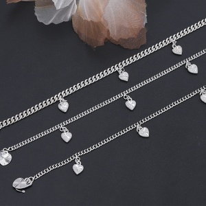 JXX Wholesale Women's Fashion <b>Charm</b> <b>Bracelet</b> Silver Plated Cuban Chain Heart <b>Bracelet</b> - Product Image 1