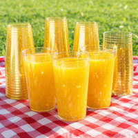 Vasos Desechables de Plástico PS con Purpurina Dorada y Plateada de 10 oz para Café Helado, Cerveza, Fiestas, Bodas, Cumpleaños, Eventos