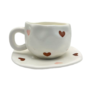 <span class=keywords><strong>Tazas</strong></span> de Café de Porcelana con Estampado de Corazón Pintado a Mano, Irregulares y Lindas, con Platillo y Bandeja, Juego de <span class=keywords><strong>Tazas</strong></span> <span class=keywords><strong>para</strong></span> Té de la Tarde, Taza <span class=keywords><strong>para</strong></span> <span class=keywords><strong>Parejas</strong></span> - Product Image 3