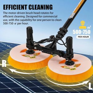 Brosse télescopique pour panneaux solaires en fibre de carbone-Double tête rotative électrique avec poils en nylon, fenêtre à eau et nettoyeur PV - Product Image 2
