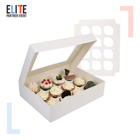 Boîte d'Emballage Personnalisée en Carton Blanc Pour Gâteaux avec Fenêtre, Boîtes à Cupcakes de 4, 6 et 12 Trous Pour Pâtisserie
