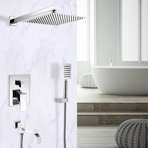Ensembles de douche de salle de bain exposés muraux de style moderne douche de pluie chromée avec <span class=keywords><strong>douchette</strong></span> en laiton pour toutes les saisons - Product Image 2