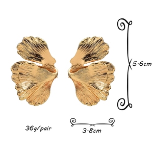 <span class=keywords><strong>Xina</strong></span>-pendientes de gota geométricos para mujer, diseño único, exagerados, Color dorado, hojas, Metal, accesorios - Product Image 6