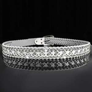 Cinturón de PU y Plástico para Mujer <span class=keywords><strong>Simon</strong></span> BB con Hebilla de Aleación, Diseño al por Mayor con Incrustaciones de Cuero y Aberturas - Product Image 5