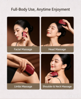 Planche de massage vibrante chauffante en cuivre et pierre de Bian avec lumière rouge pour le visage et le drainage des méridiens, connecteur USB-C