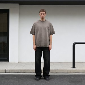 T-shirt Homme 500 GSM Hip-Hop/<span class=keywords><strong>Rap</strong></span> Délavé à l'Acide Coupe Oversize Épaules Tombantes Doux 100% Coton Biologique – Nouvelle Collection - Product Image 2