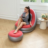 Canapé gonflable en PVC épaissi et floqué, style simplicité moderne, avec repose-pieds, pliable, pour extérieur, camping, maison, cadeau