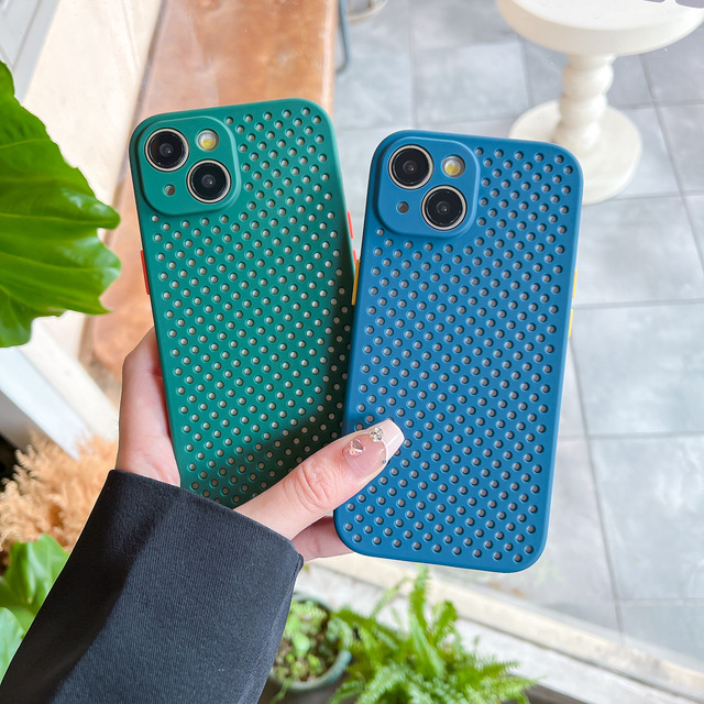 New Product Honeycomb Breathable Mesh Silicone Phone case Heat for iPhone 16 15 Pro Max 14 13 12 Ultra-thin Colorful TPU Cover