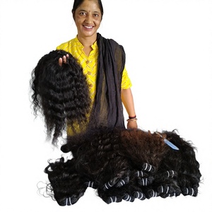 Extensiones de cabello humano de templo indio virgen 100% al por mayor paquetes rizados profundos naturales en estilos rectos y ondulados - Product Image 6
