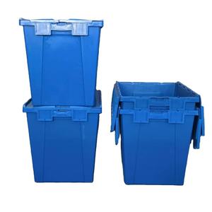 Cost Effective Attached Lid Container Box Vegetables Folding Plastic Crate