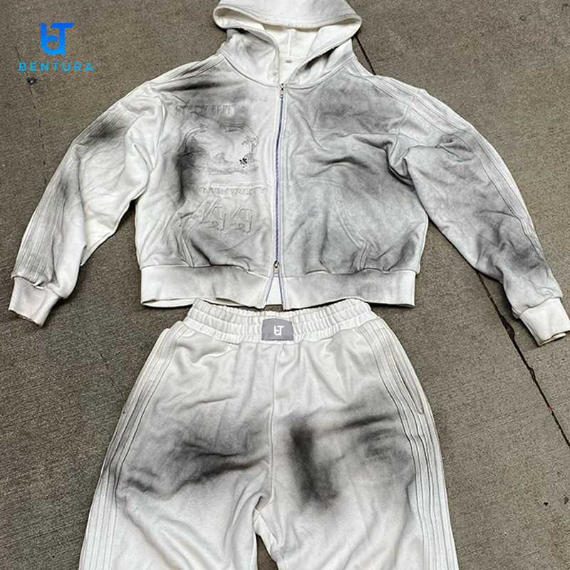 Mens White Sweat Outfit All White Sweat Suits Trendy Durable Trackwear