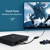 Câble adaptateur convertisseur HDMI vers DisplayPort avec alimentation USB pour moniteur et console de jeu PS4