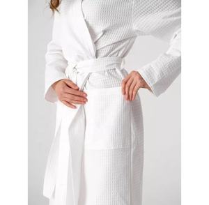 Unisex personalizar logotipo y tela uniforme de belleza SPA salón cliente Albornoz hombres Hotel bata algodón Waffle Albornoz para parejas - Product Image 6