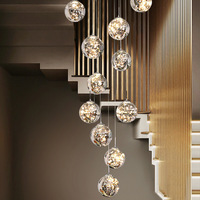 Suspension moderne à LED en spirale, boule de cristal, lustre suspendu pour le salon, villa, loft, salle à manger, cuisine