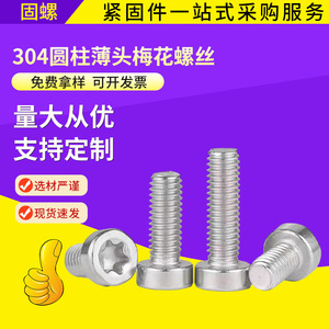 Cylindrical Head Torx <b>Screws</b> 304 Stainless Steel Metric Standard Thread A2-70 Plain Finish Pan Head <b>Screw</b> - Product Image 4