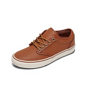 Zapatos de Skateboarding de Cuero Genuino Marrón, Zapatillas Casuales con Cordones, Calzado Cómodo con Amortiguación - Product Image 3