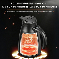Bouilloire électrique portable pour voiture 1,2 L 12 V/24 V avec thermostat automatique en acier inoxydable pour SUV/camion/camping-car