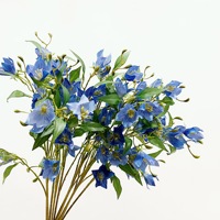 Bunga Angin Eustoma Campanula Sutra Buatan Warna Ungu Biru Modern Tahan Lama, Rangkaian Bunga Dekoratif Kelas Atas Buatan Tangan
