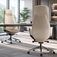 Chaise de bureau de direction en cuir PU de haute qualité, confortable et ergonomique, pour le bureau à domicile, avec base à cinq étoiles et accoudoirs fixes coulissants