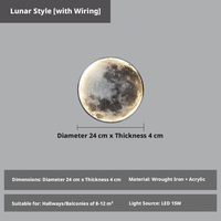 Lampe murale moderne et créative minimaliste en forme de lune avec LED en fer et acrylique, à intensité variable, pour couloir, salon, chambre à coucher
