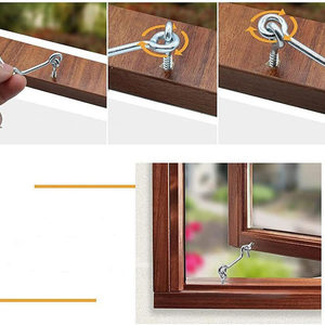 Crochet de fenêtre Hanweisong Y-140mm en acier au carbone, crochet de sécurité de style rétro pour porte et fenêtre, support fixe - Product Image 1