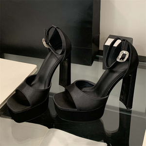 Sandalias de Tacón Súper Alto Negras para Mujer, Verano 2025, Sandalias Abiertas con Tacón Alto para Exteriores - Product Image 4