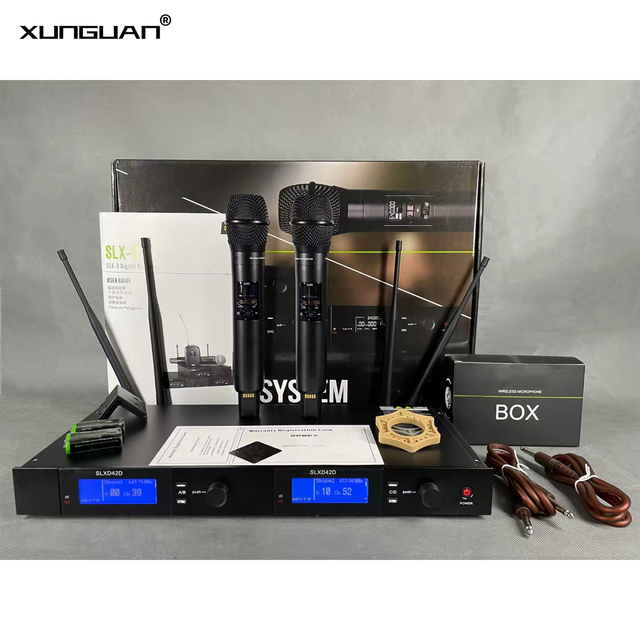 SLXD4D Popular True Diversity Lattice Screen UHF Wireless  Microphone One-to-Two Digital Infrared Audio Mic for Conference/Stage
