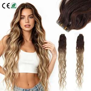 Extensiones de Cabello Natural Ondulado Invisible con Cinta Adhesiva, 100% Cabello Humano Ruso Doble Trama Remy Grado 9A, Sin Enredos ni Caída - Product Image 1