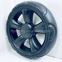 Roue de poussette de 6 pouces, pneu en mousse EVA, roue à rayons en plastique avec frein, capacité de charge de 15 à 20 kg, dureté du pneu de 60 à 65A