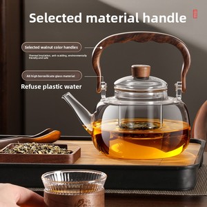 Nhiệt độ cao chịu mài mòn thủy tinh <span class=keywords><strong>borosilicate</strong></span> ấm trà hộ gia đình hoa trà nồi trà pha trà đặt tách nước Ấm đun nước - Product Image 6
