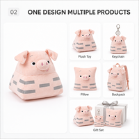 Jolie peluche cochon rose en blocs, jouet en peluche doux en polyester, design personnalisé, décoratif, anti-stress, faible MOQ, OEM ODM
