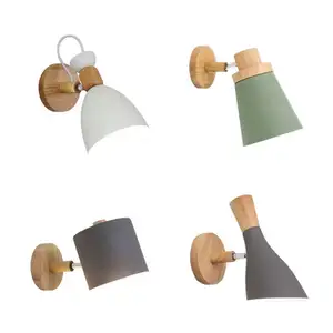 Прямая поставка с завода, регулируемые белые резиновые деревянные металлические светильники, нордическая декоративная настенная лампа