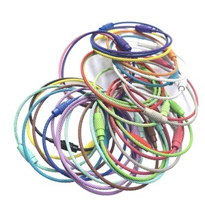 PVC lớp phủ dây thép không gỉ Keychain cabl dây thép tráng trong rõ ràng/Trắng nylon dây thép không gỉ Dây cáp Keychain - Product Image 5