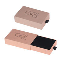 Boîte à bijoux coulissante en carton rigide rose personnalisée pour boutique