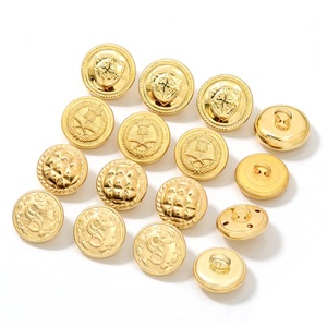 Golden Round Metal Shank <b>Buttons</b> with Embossed Logo Classic Style for Uniforms and Formal Wear - Product Image 3