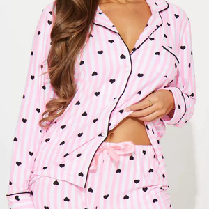 Nuovo Pigiama Primaverile da <span class=keywords><strong>Donna</strong></span> in Tencel a Maniche Lunghe, Set Traspirante in Cotone per Casa - Product Image 1