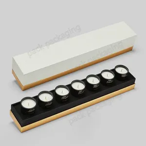 中国供应商定制硬质纸板豪华包装黑色蜡烛礼品盖和带EVA插件的底盒