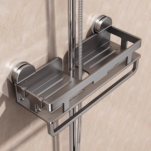 Support mural rectangulaire pour douche avec porte-savon et étagère de rangement gain de place pour salle de bain - Product Image 1
