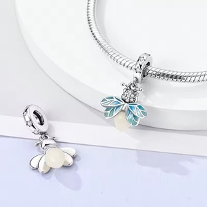 Abalorios de Plata <span class=keywords><strong>925</strong></span> con Diseño de Luciérnagas Brillantes, Compatibles con Pulseras y Collares Originales de 3mm, Joyería Fina para Mujer, Regalos DIY - Product Image 5