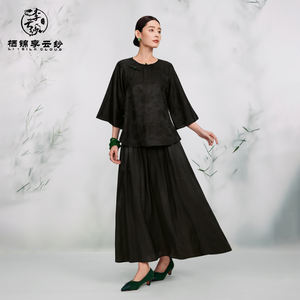 Novedad de verano, falda acampanada ajustada hasta el suelo con cintura Regular a la moda Vintage de seda para mujer, cómoda, ecológica, antibacteriana - Product Image 2