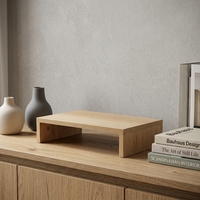 Support de Moniteur en Bois de Bambou Ingénierisé, Rehausseur d'Ordinateur, Étagère de Rangement, Support Vertical pour Ordinateur Portable, Design Art Déco