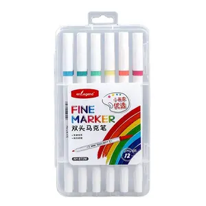 Hot sale student stationery 12/24/36 colors twin tips rainbow sketch marker set with round barrel