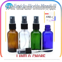 Flacon compte-gouttes en verre gradué de 50 ml avec bouchon noir CR et corps rond pour flacon de teinture de 2 oz, compte-gouttes à pointe droite pour huiles essentielles et couvercle CR
