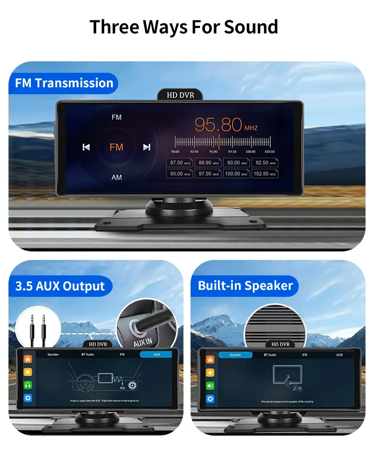 SUNWAYI 10,26 pulgadas 4K Dash Cam Carplay y Android Auto Car Stereo Dashboard Grabación de video WIFI ADAS Accesorio para automóvil